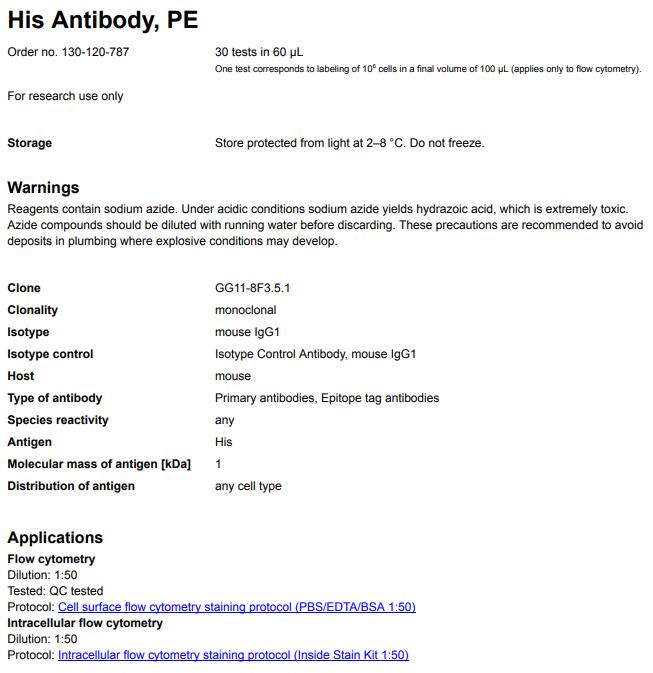 Anti-HIS-PE, GG11-8F3.5.1, 30 tests