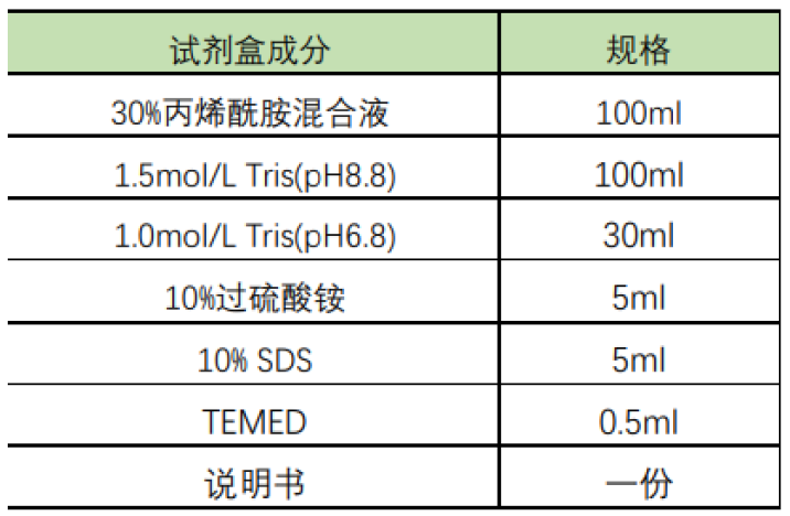 SDS-PAGE凝胶制备试剂盒